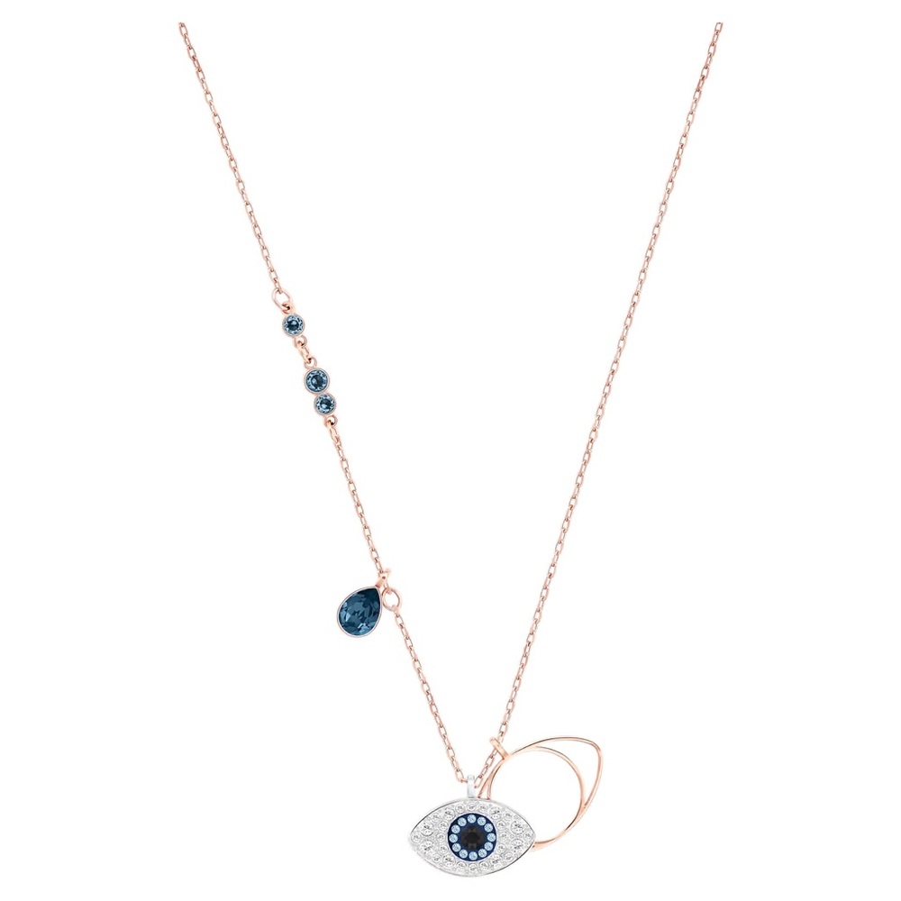 Swarovski Symbolica Duo Pendant Evil Eye Blue Rose Gold Plated 5172560